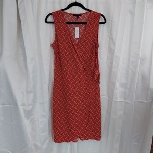 NWT szM Banana Republic Factory red geometric print faux wrap jersey dress